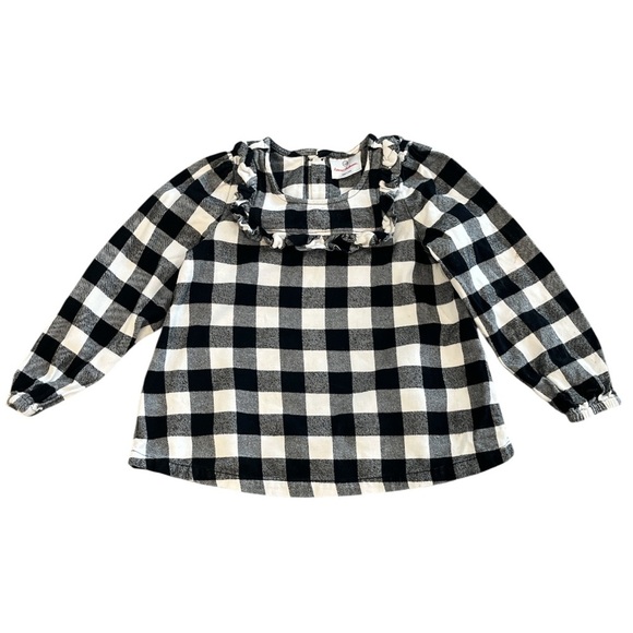 Girls Size 5/110 Hannah Andersson White & Black Buffalo Checkered Longsleeve Top - Picture 1 of 10